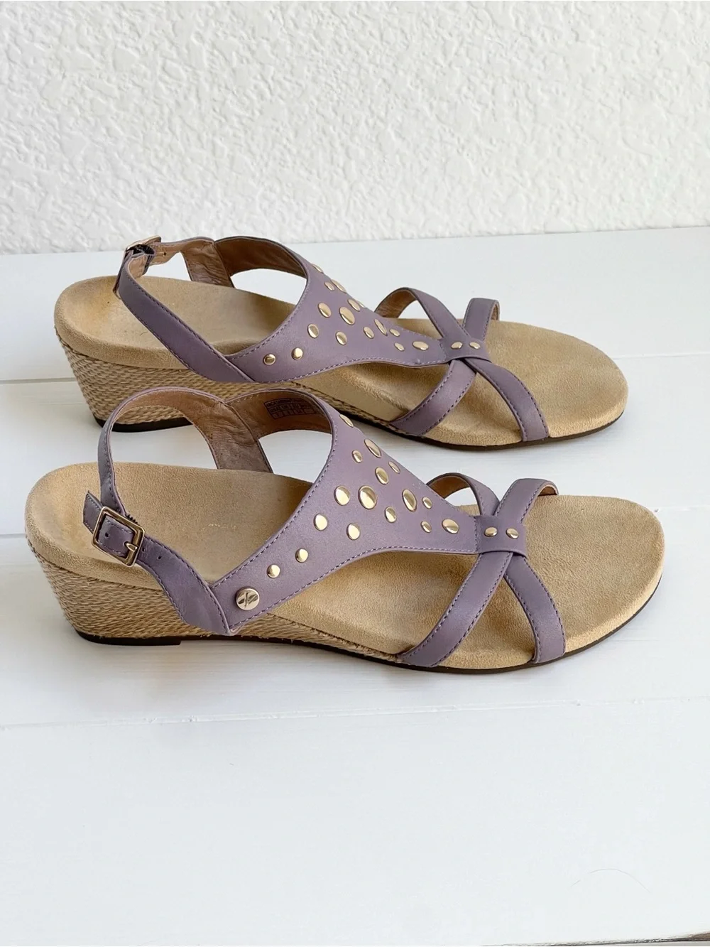 Vionic Catarina Leather Studded Wedge Sandals Comfort Slingback Womens 7